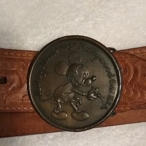 Mickey Mouse Buckle Steerhide Tooled Western Belt